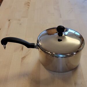 Vintage Farberware Aluminum Clad 2 Qt Stainless Steel Pot Sauce Pan With Lid USA